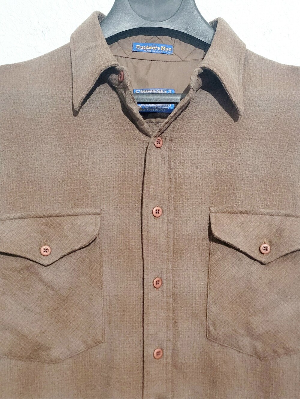 Vintage Pendleton Outdoors Man 100% Virgin Wool Shirt USA Made Brown Large - Picture 3 of 15